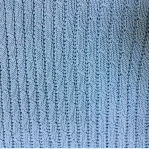 Liz Claiborne Women Size L Crew Neck Sweater Top Cotton Cable Knit Lt. Blue NWT - Picture 6 of 9